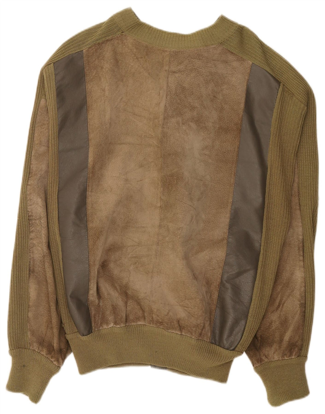 Vintage herre ruskind bomberjakke UK 38 Medium Khaki Colourblock Læder