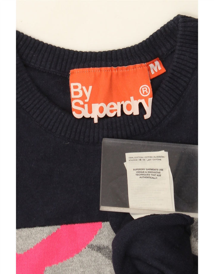 Superdry Womens Longline sweater med rund hals, UK 12 Medium Navy Blue