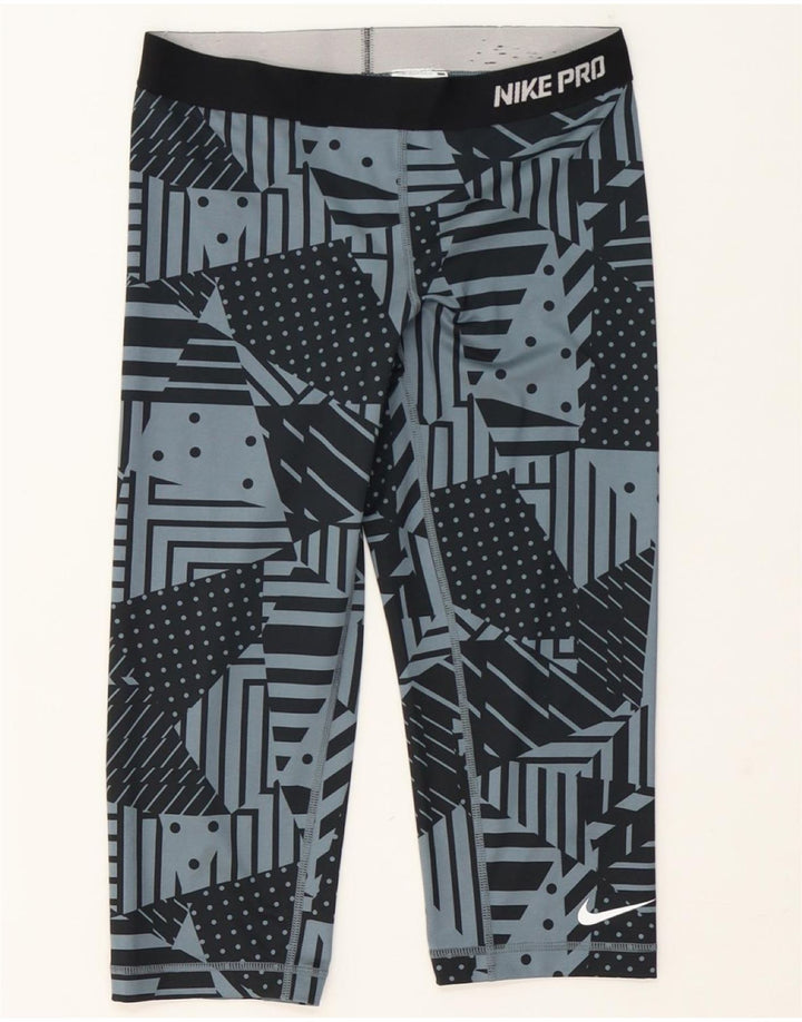 NIKE Womens Graphic Capri Leggings UK 12 Medium Blue Geometric Polyester Vintage Nike and Second-Hand Nike from Messina Hembry 