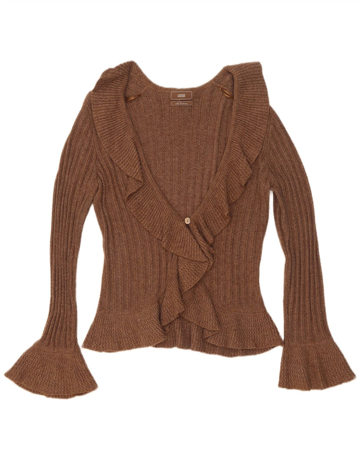 Marks & Spencer Dame Cardigan Sweater UK 12 Medium Brun Bomuld