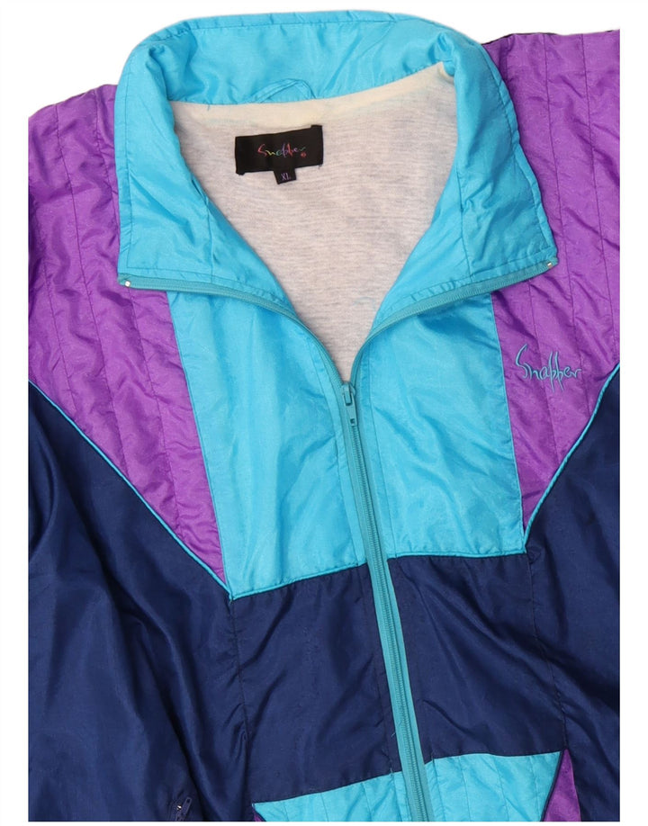 VINTAGE Træningsdragt til mænd Topjakke XL Blå Colourblock Nylon