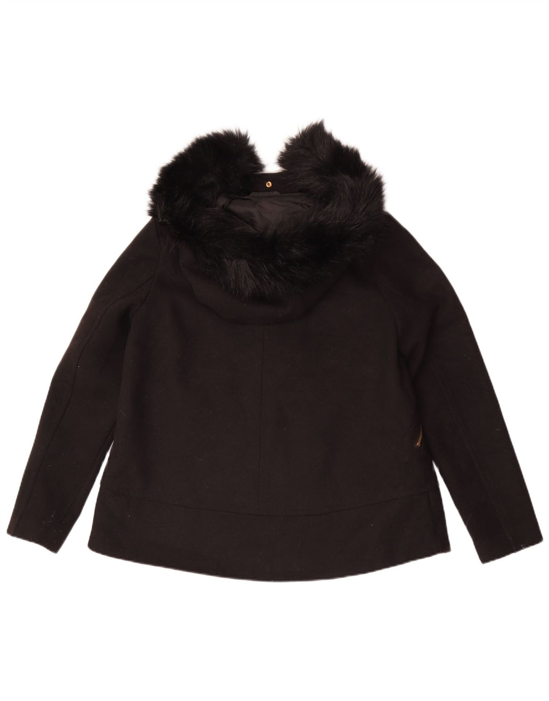 Zara Dame Hooded Bomber Jacket UK 10 Small Black Polyester