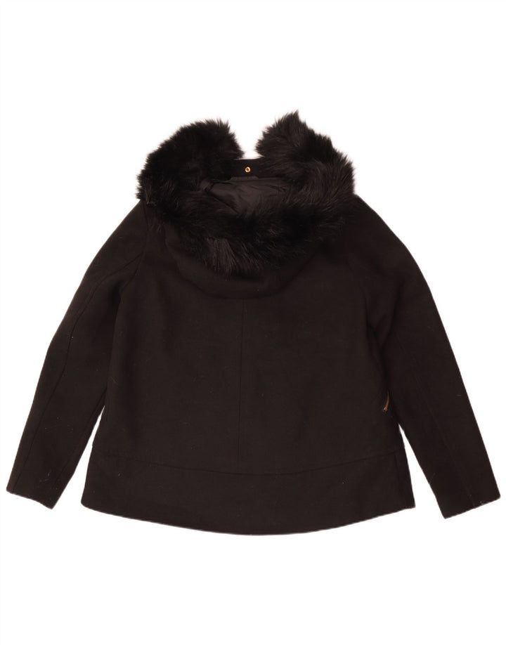 Zara Dame Hooded Bomber Jacket UK 10 Small Black Polyester