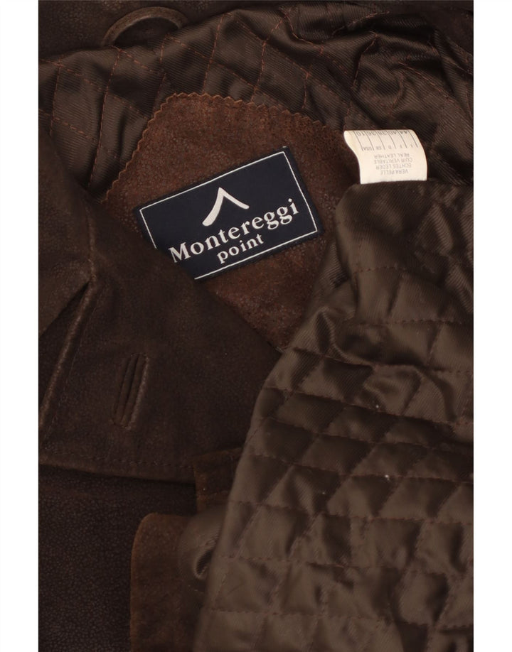 Montereggi Dame Ruskind Dobbeltradet Frakke UK 14 Medium Brun Læder