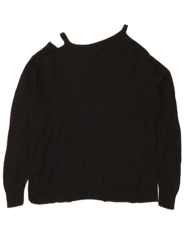 Zara Dame V-hals sweater UK 12 Medium Sort Viscose