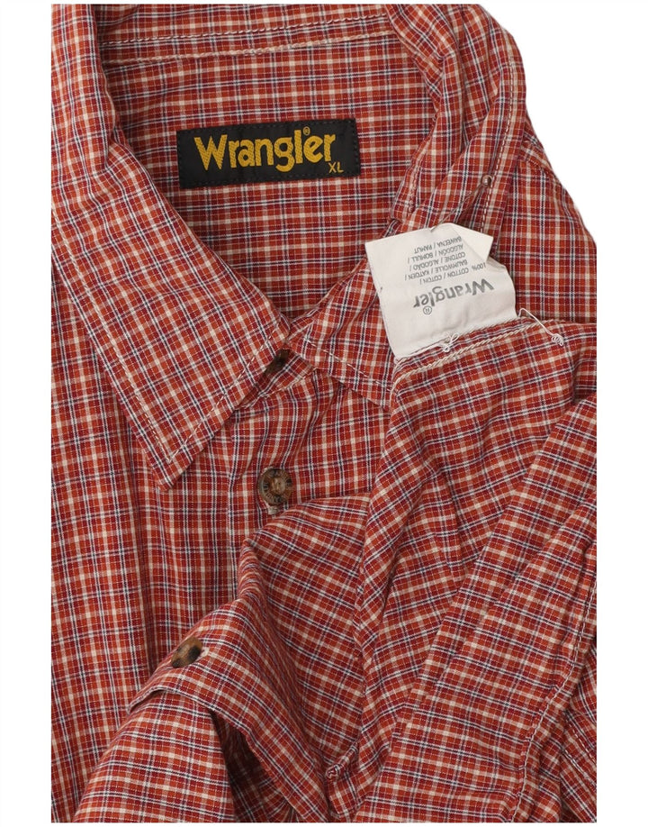 WRANGLER kortærmet herreskjorte XL rød ternet bomuld