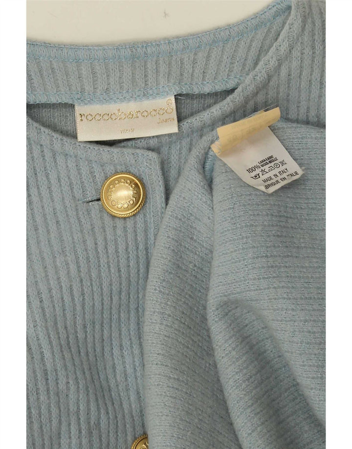 Roccobarocco Dame Grafisk Asymmetrisk Cardigan Sweater IT 46 Stor Blå