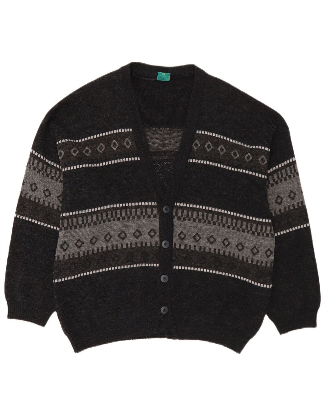 C&A Herre Canda Cardigan Sweater Large Navy Blue Fair Isle Akryl