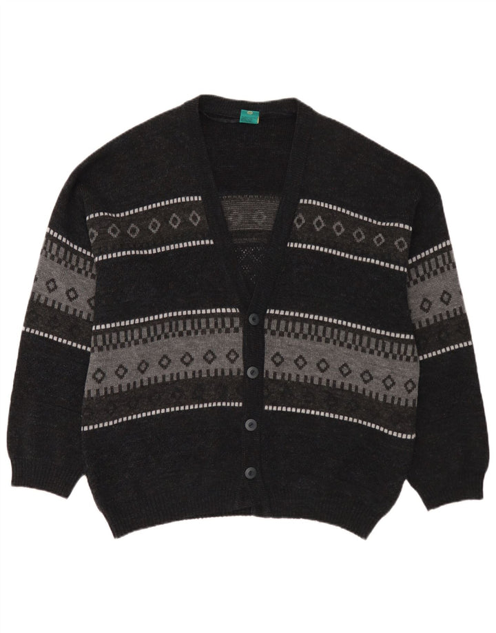 C&A Herre Canda Cardigan Sweater Large Navy Blue Fair Isle Akryl