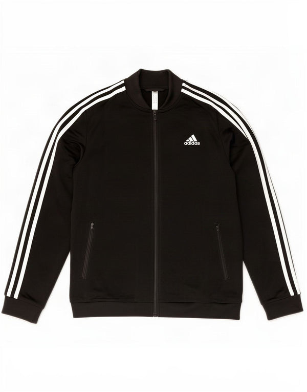 Adidas Womens Tracksuit Top Jacket UK 12/14 Medium Black Polyester