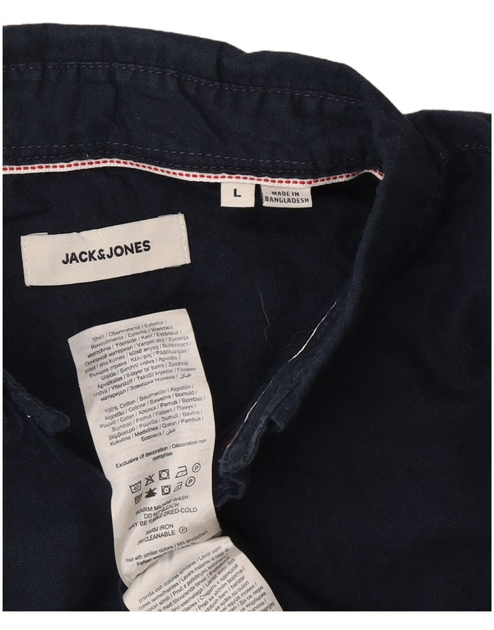 Jack & Jones kortærmet herreskjorte Stor marineblå bomuld