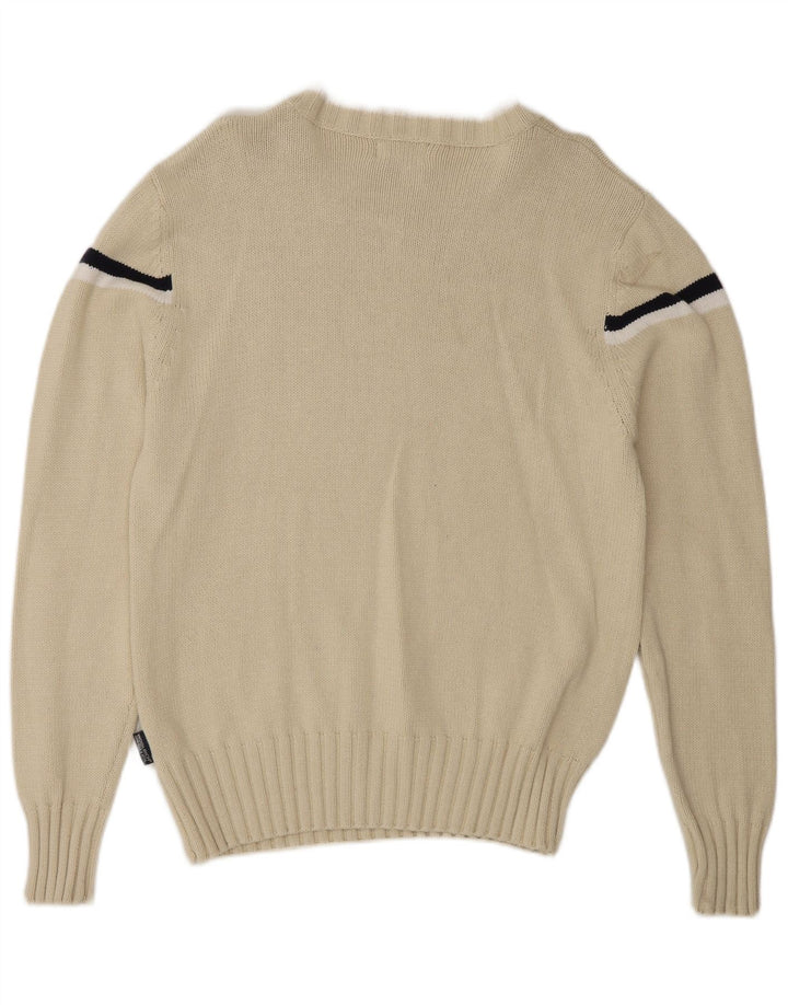 Woolrich Herre Grafisk Boat Neck Jumper Sweater Medium Off White Stribet