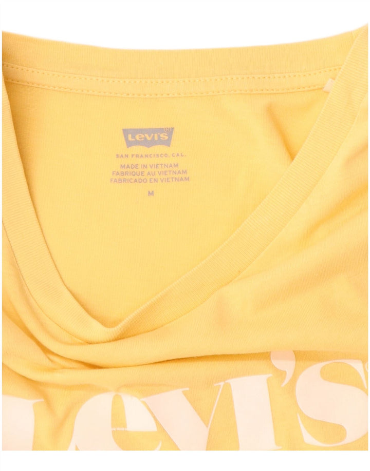 Levi's Grafisk T-shirt top til kvinder UK 12 Medium Gul