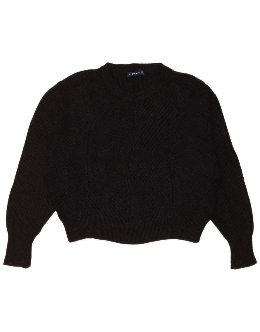 Zara Dame Oversized Crew Neck Jumper Sweater UK 14 Medium Black Viscose