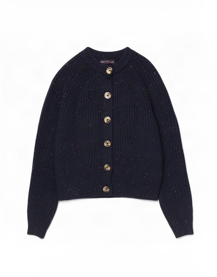 Marks & Spencer Dame Cardigan Sweater UK 10 Small Navy Blue Flecked