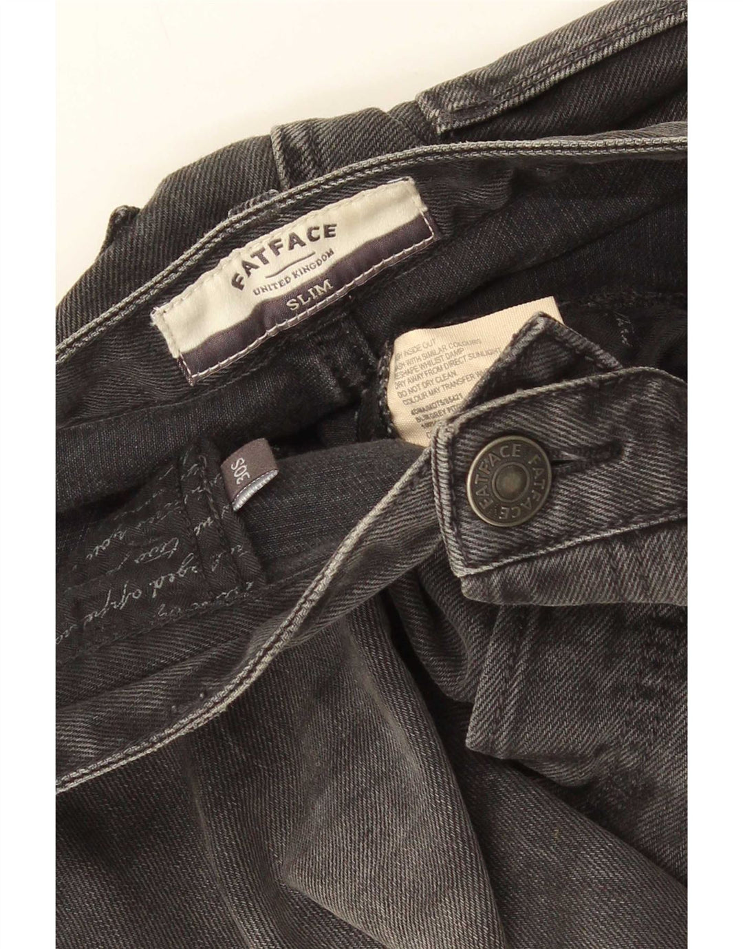 Fat Face Herre Slim Jeans W30 L28 Grå Bomuld