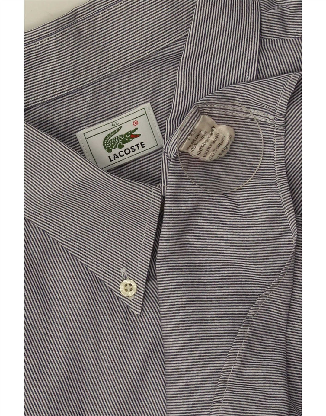 Lacoste herreskjorte str. 45 XL Blå nålestribet bomuld