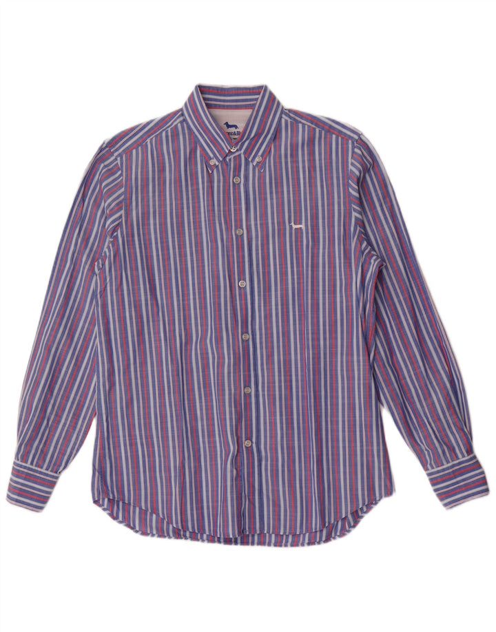 Harmont & Blaine Herre Regular Fit skjorte Medium blå stribet bomuld