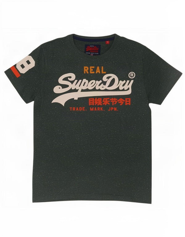 Superdry Grafisk T-shirt top til mænd, stor grøn flækket bomuld