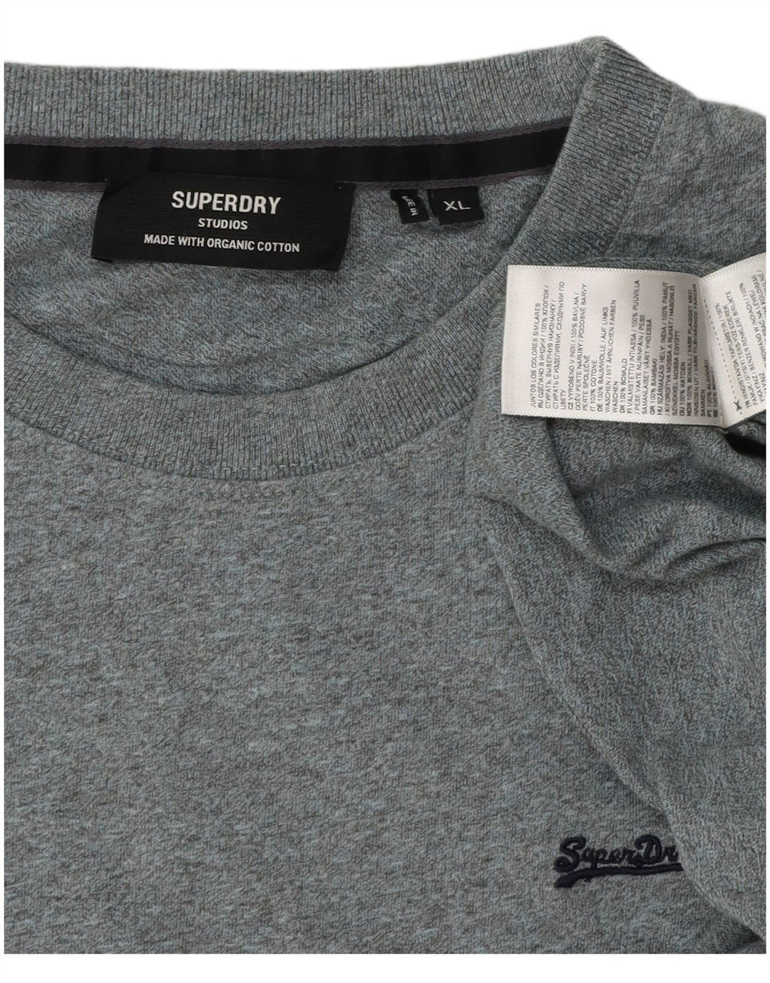 SUPERDRY Herre T-Shirt Top XL Grå Bomuld