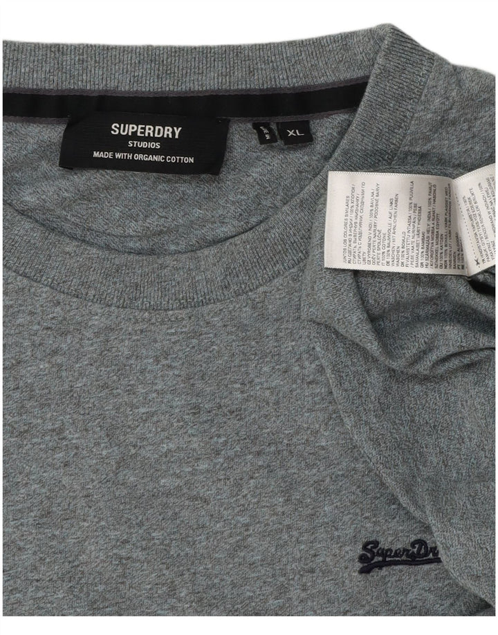 SUPERDRY Herre T-Shirt Top XL Grå Bomuld