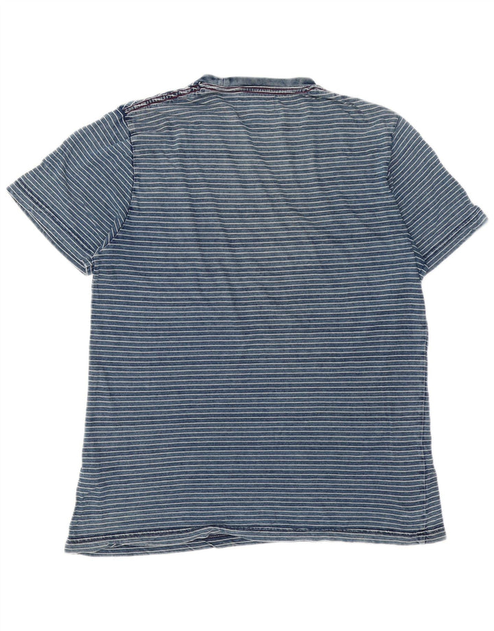 Penguin Herre T-Shirt Top Stor Blå Stribet Bomuld