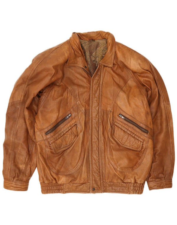 Vintage herre læderjakke IT 56 2XL Brun