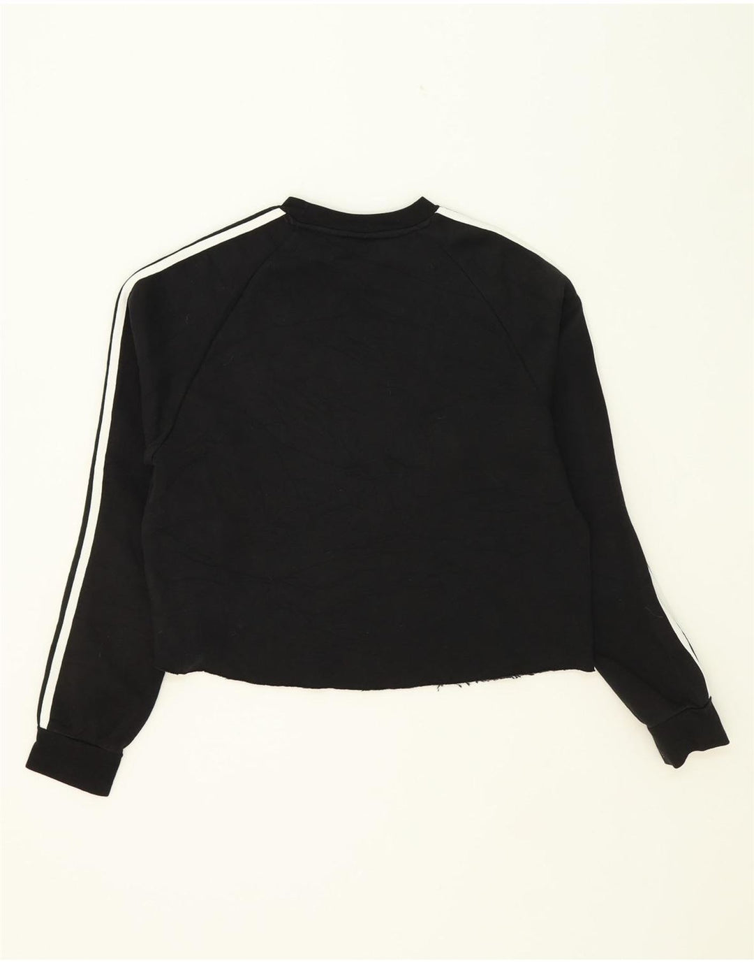 ADIDAS Womens Oversized Crop Top Long Sleeve UK 10 Small Black Cotton Vintage Adidas and Second-Hand Adidas from Messina Hembry 