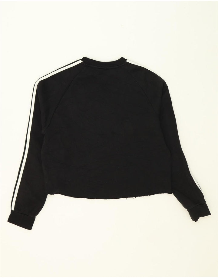 ADIDAS Womens Oversized Crop Top Long Sleeve UK 10 Small Black Cotton Vintage Adidas and Second-Hand Adidas from Messina Hembry 