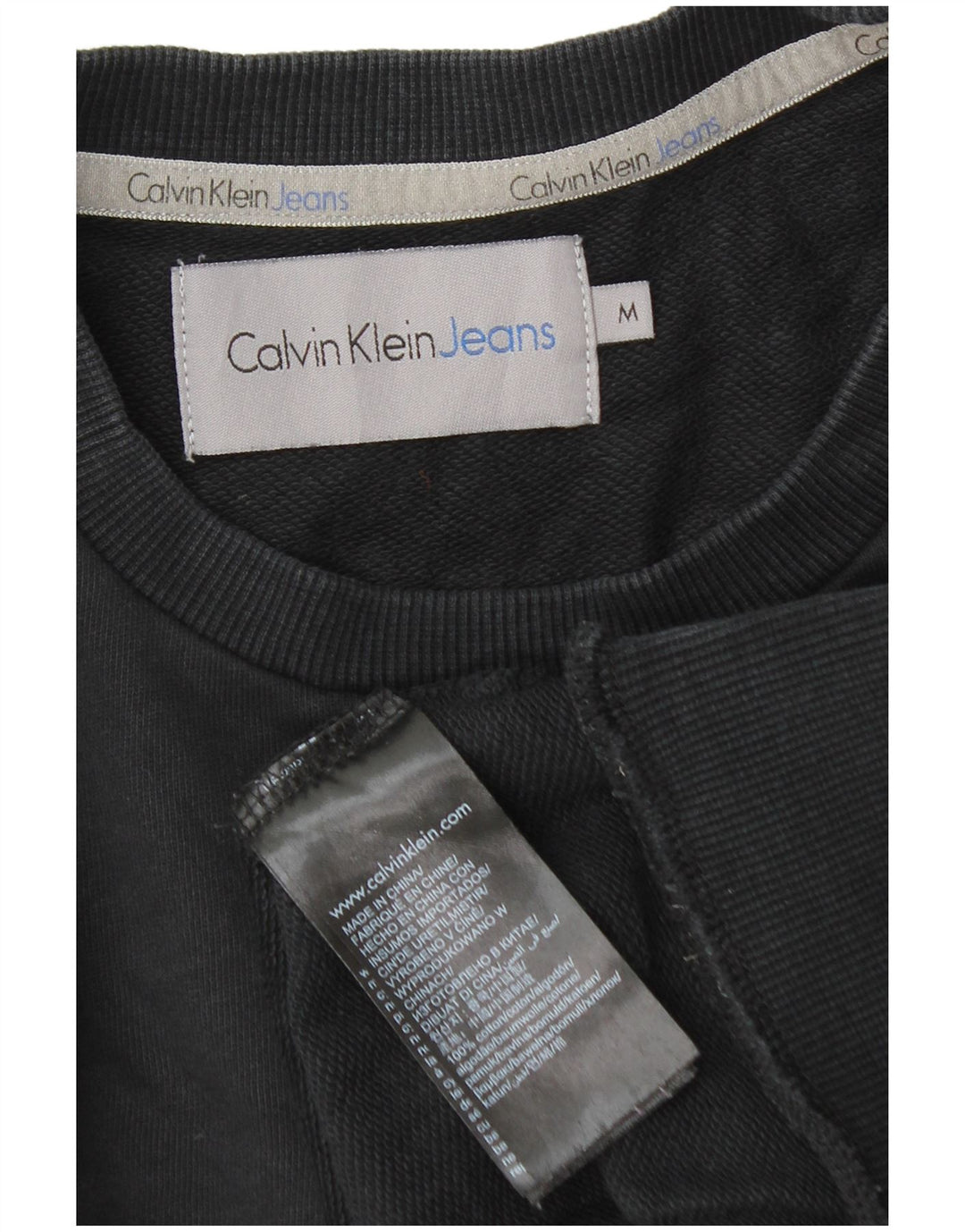 Calvin Klein Jeans Herre Grafisk Sweatshirt Jumper Medium Sort Bomuld