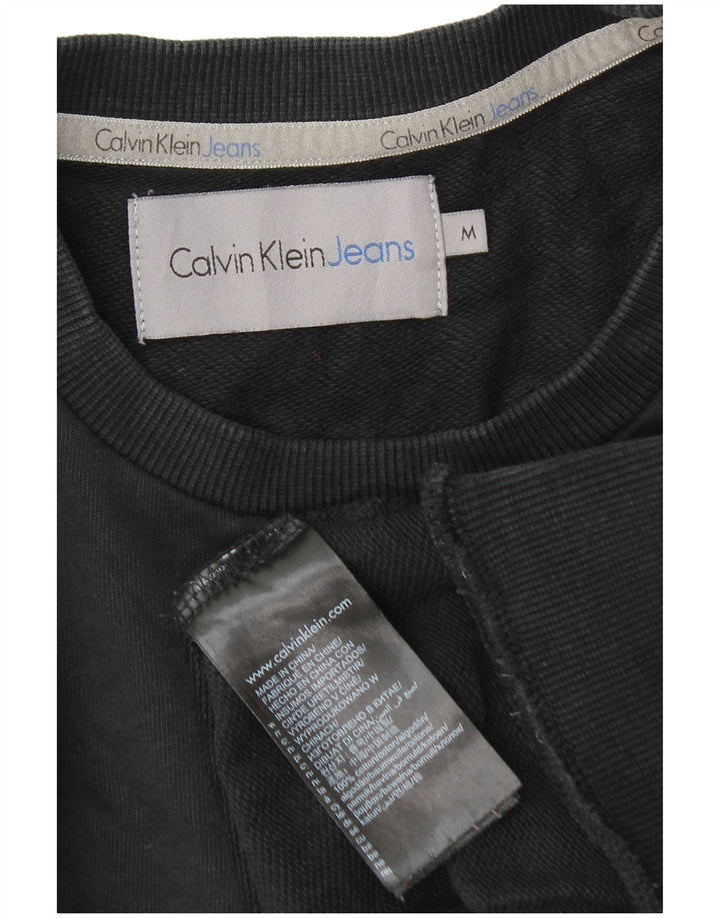 Calvin Klein Jeans Herre Grafisk Sweatshirt Jumper Medium Sort Bomuld