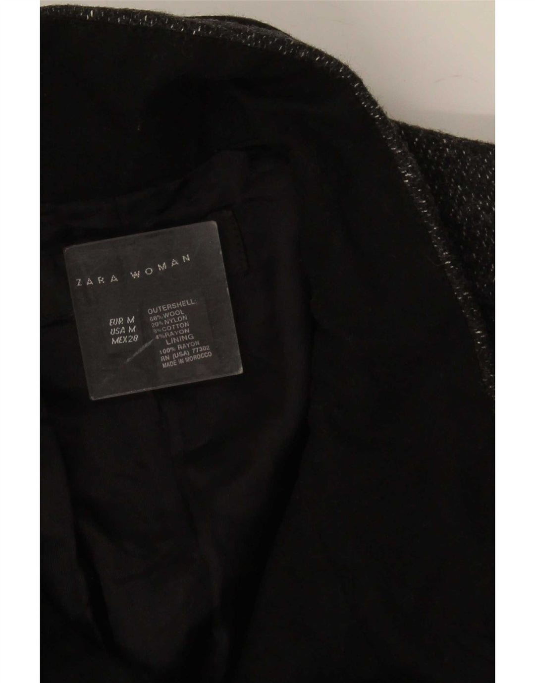Zara Dame Overfrakke UK 14 Medium Grey Uld