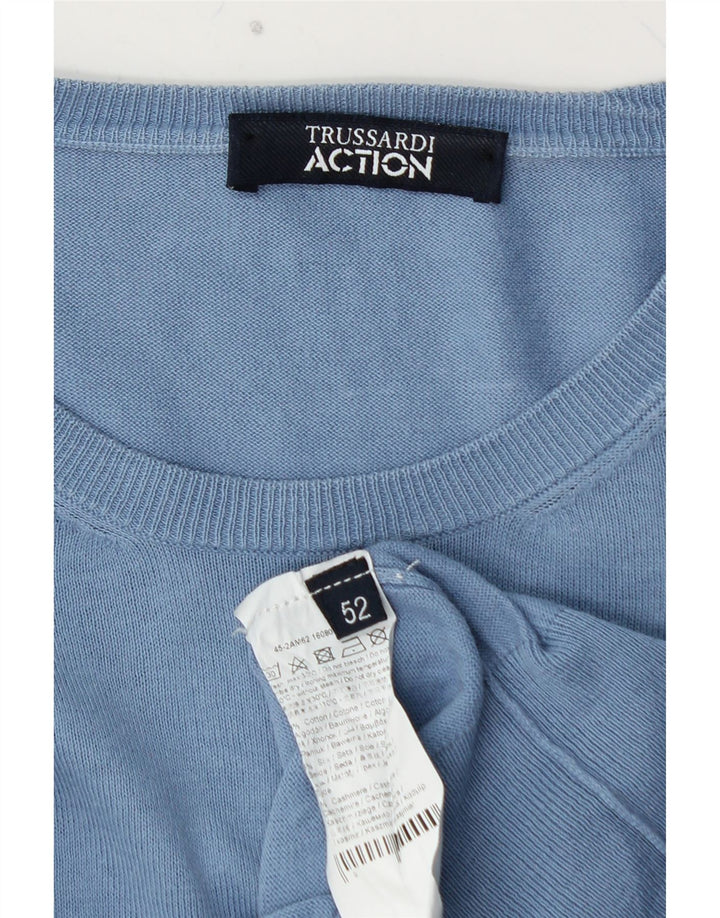 TRUSSARDI Herre sweater med rund hals IT 52 Stor blå bomuld