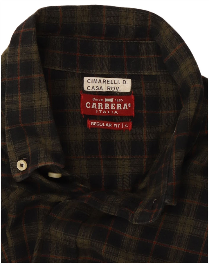 Carrera Herre Regular Fit Flanellskjorte XL Khaki Ternet Bomuld