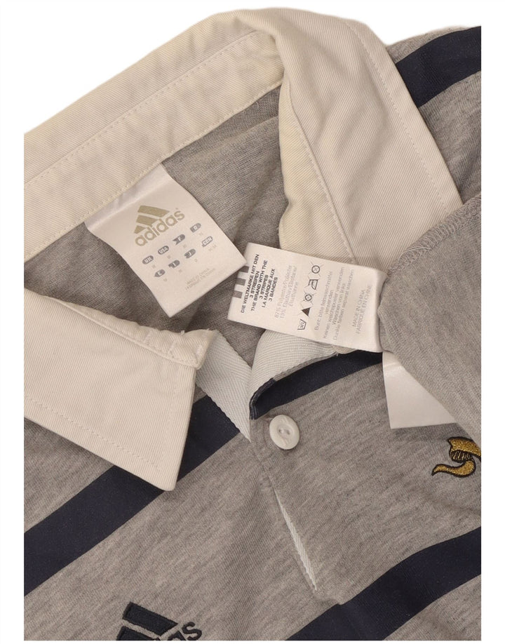 Adidas Herre grafisk rugby polo shirt mellemgrå stribet polyester