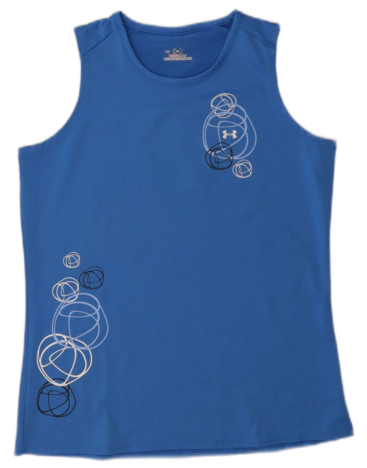 Under Armour Womens Heat Gear Grafisk Vest Top UK 14 Medium Blue