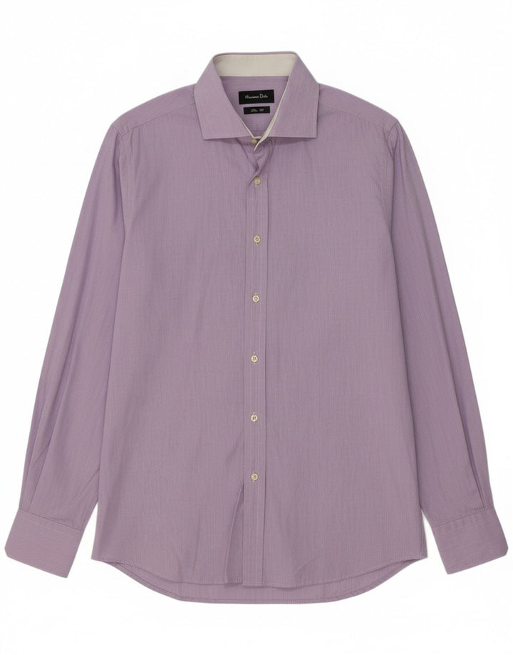 MASSIMO DUTTI Mens Slim Fit Shirt Size 43 17 XL Purple Gingham
