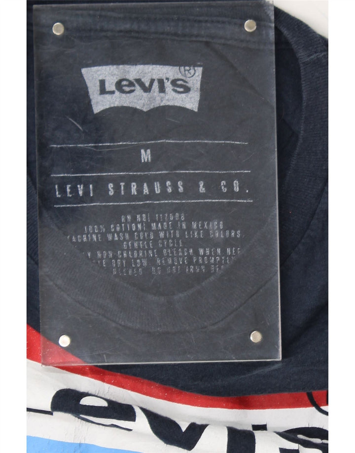 LEVI'S Mens Graphic Top Long Sleeve Medium Navy Blue Cotton Vintage Levi's and Second-Hand Levi's from Messina Hembry 
