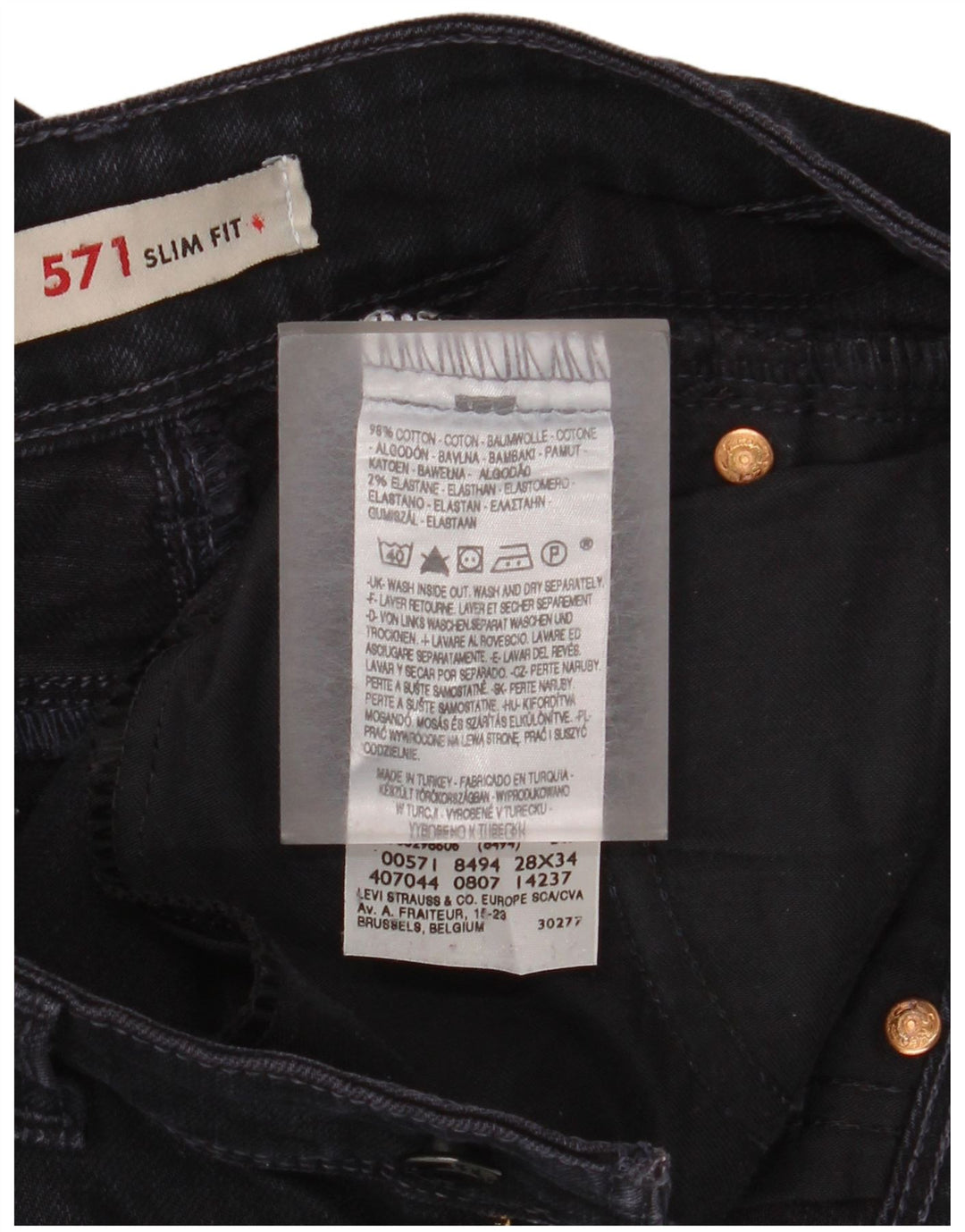 LEVI'S Dame 571 Slim Jeans W28 L29 Marineblå Bomuld
