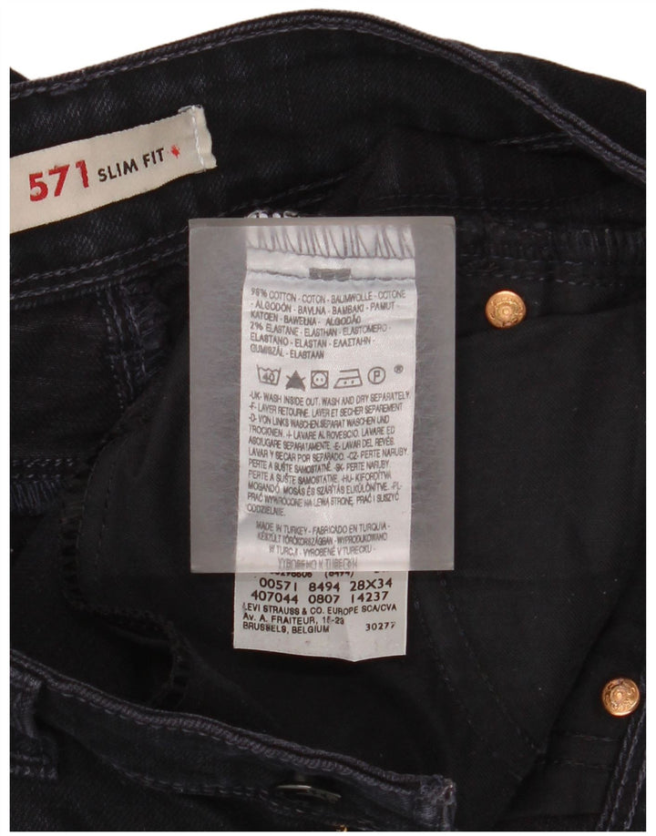 LEVI'S Dame 571 Slim Jeans W28 L29 Marineblå Bomuld