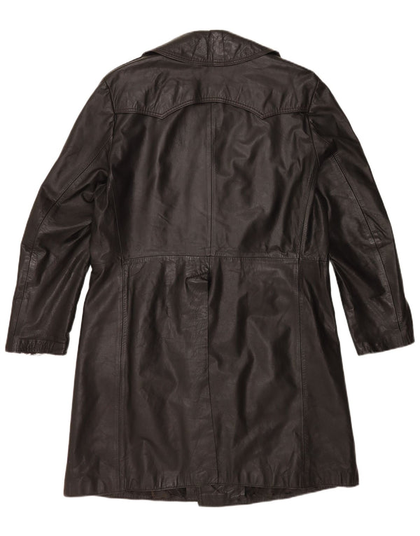 Vintage Mens Leather Coat UK 36 Small Black