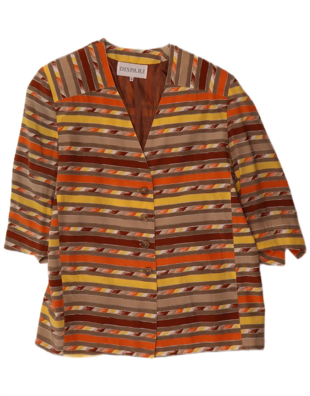 Vintage dame 4-knaps blazerjakke IT 48 XL flerfarvet stribet