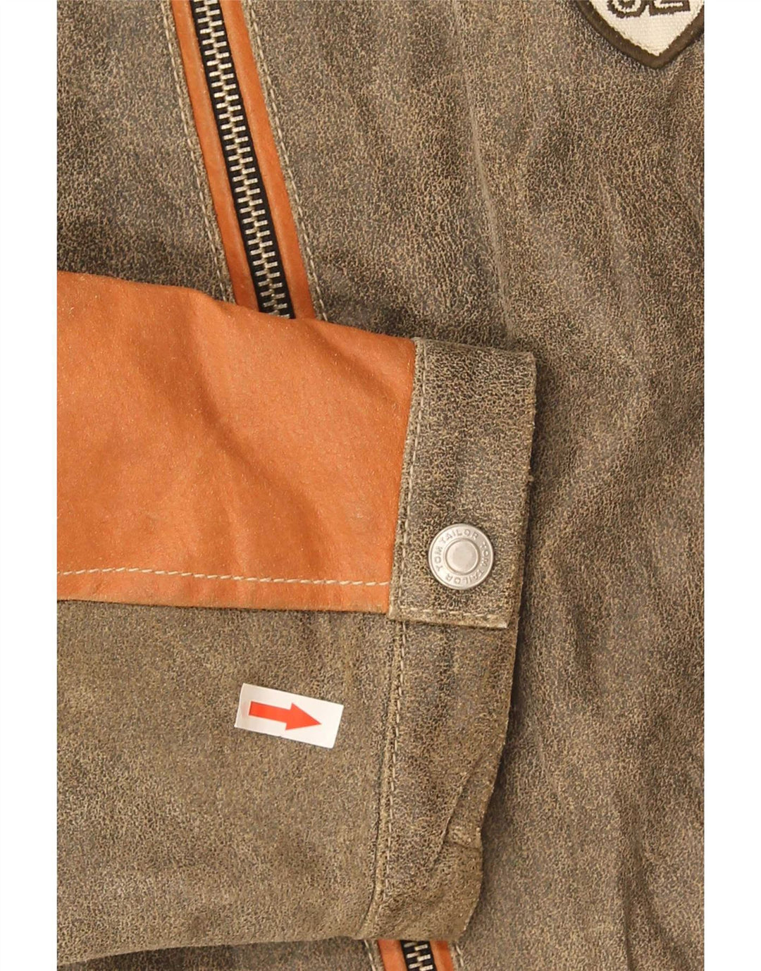 Tom Tailor Herre Læderjakke UK 40 Large Grey Colourblock