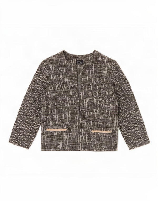 Marks & Spencer Dame 3/4-ærmet blazerjakke UK 14 Large Grå Flecked