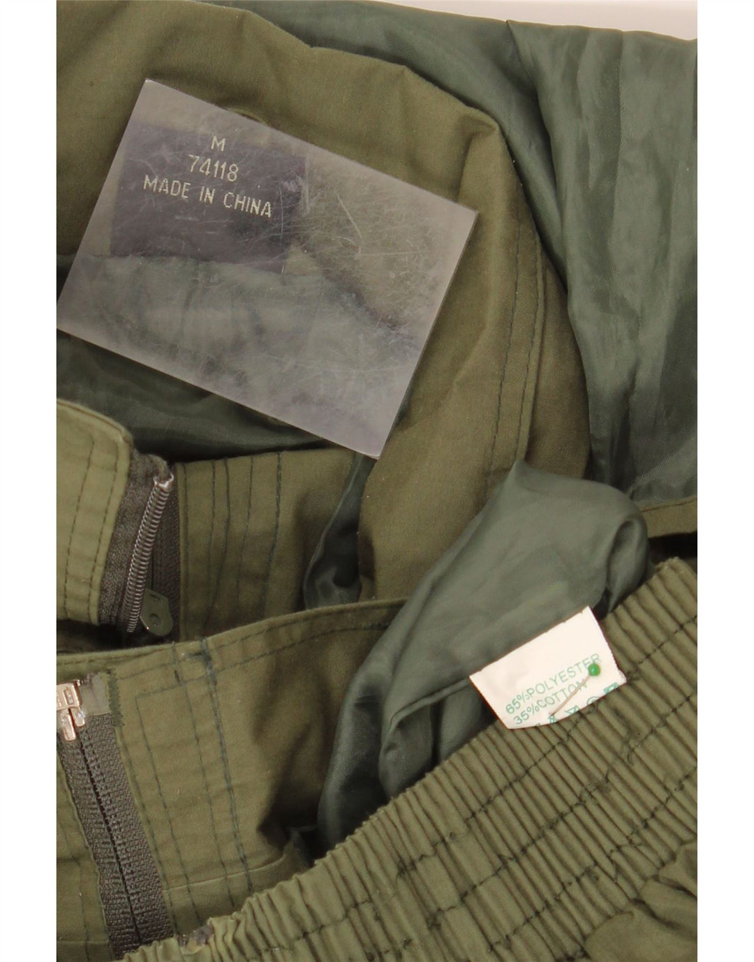 VINTAGE Herre Hooded Utility Jacket UK 38 Medium Khaki Polyester