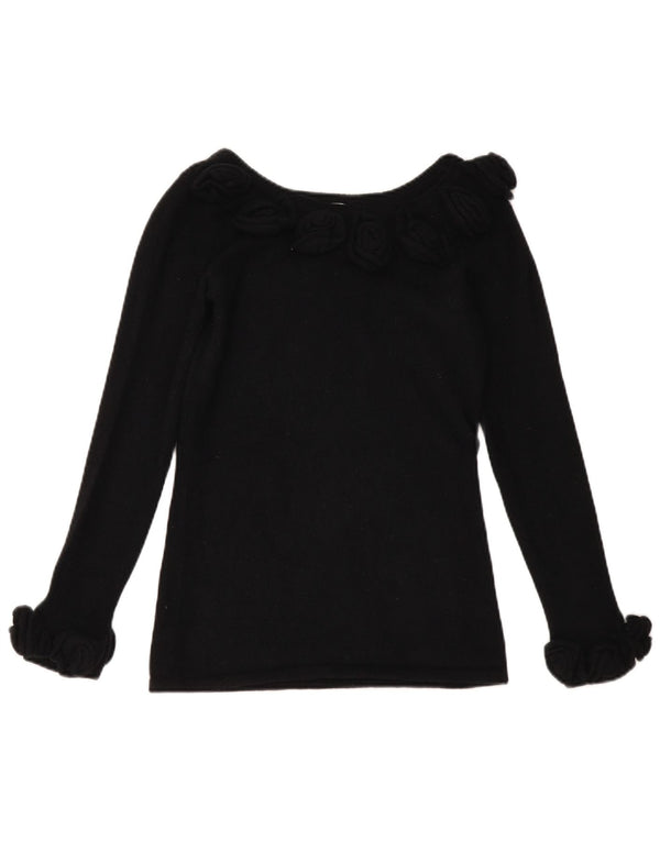 Alba Moda Dame Boat Neck Jumper Sweater UK 10 Small Black New Wool