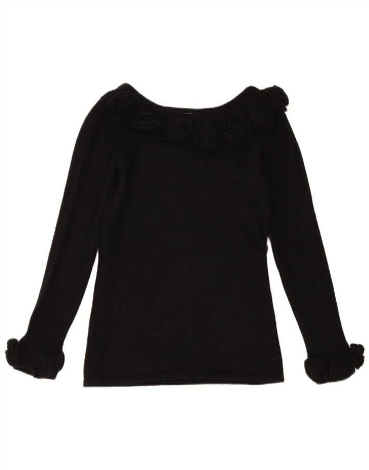 Alba Moda Dame Boat Neck Jumper Sweater UK 10 Small Black New Wool