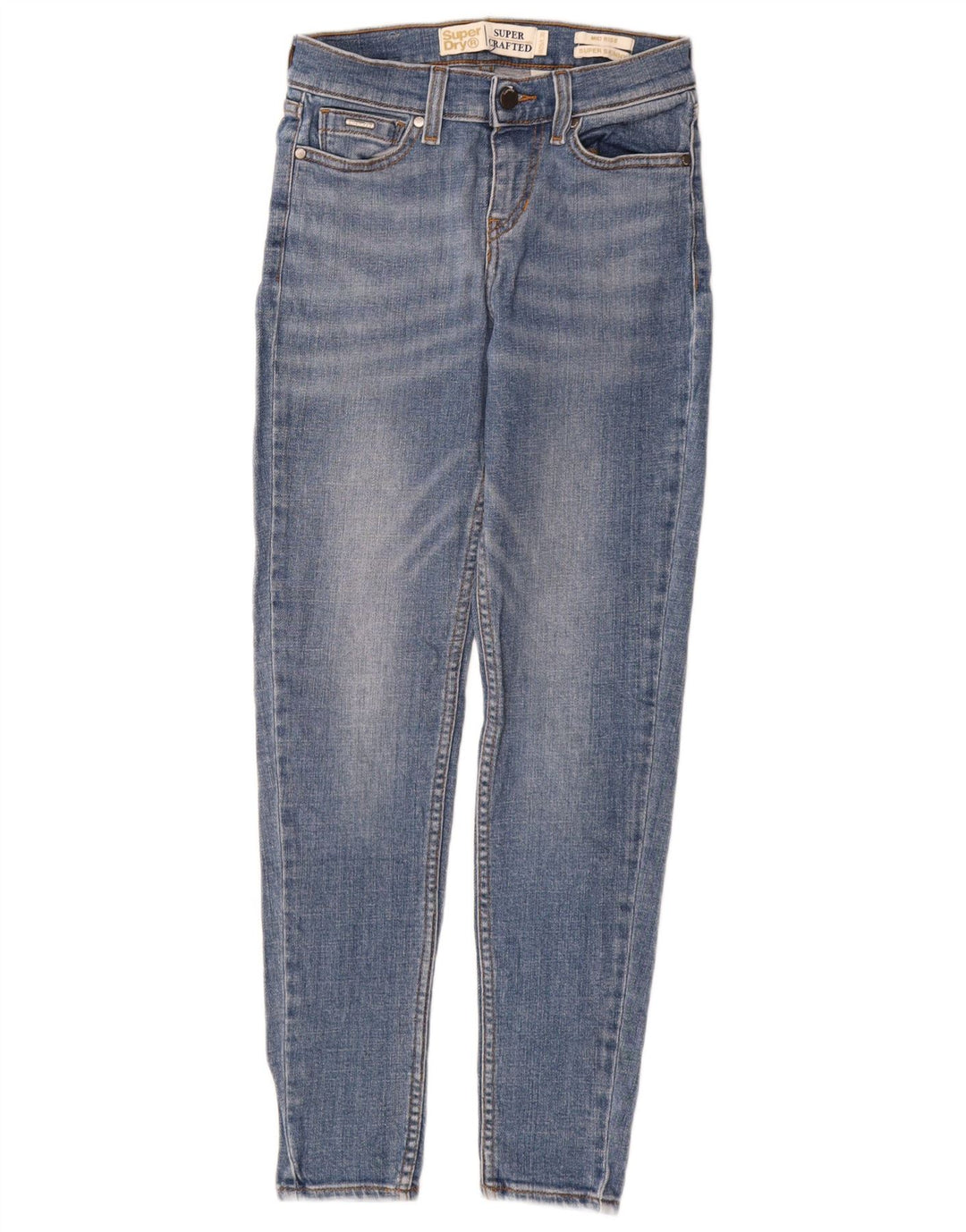 SUPERDRY Dame Mid Rise Super Skinny Jeans W25 L28 Blå Bomuld