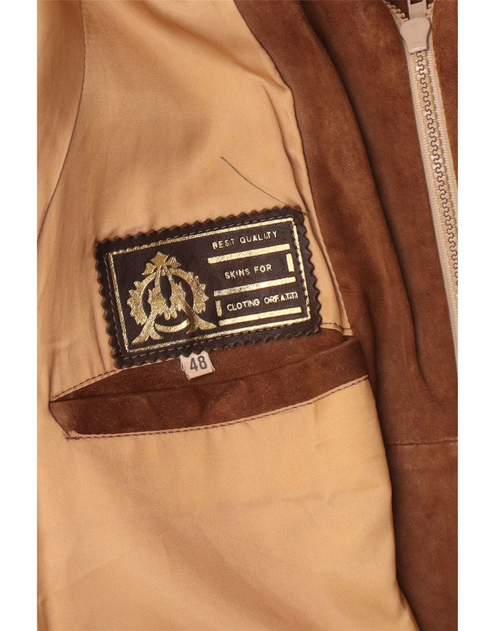 Vintage herre ruskind bomberjakke IT 48 medium brunt læder