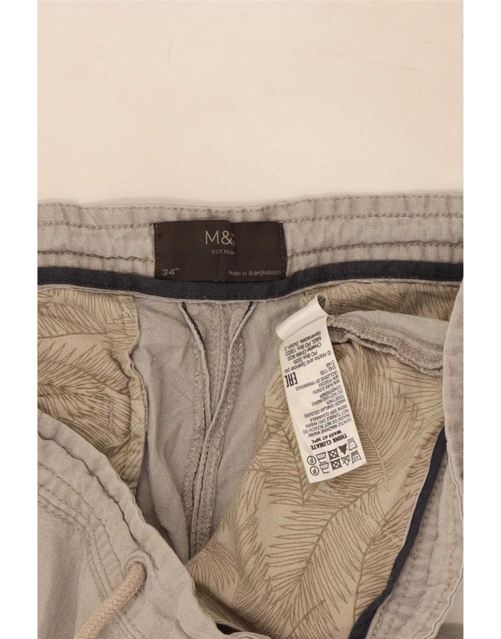 Marks & Spencer Herre Chino Shorts Large W34 Grå Linned